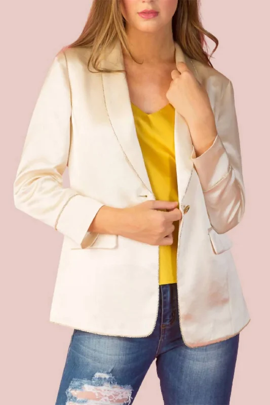 Effortless Everyday Wear Shaw Collar Acetate Jacket In Ivory