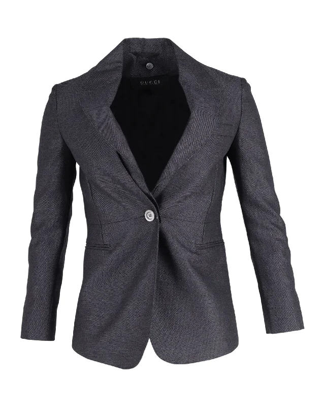 Fashion Sale Gucci Single-Breasted Blazer in Grey Wool