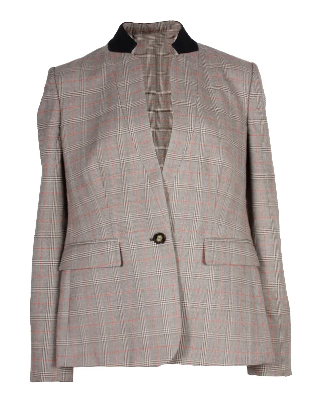 Holiday Attire Sale Stella McCartney Checked Stand Collar Blazer in Brown Wool
