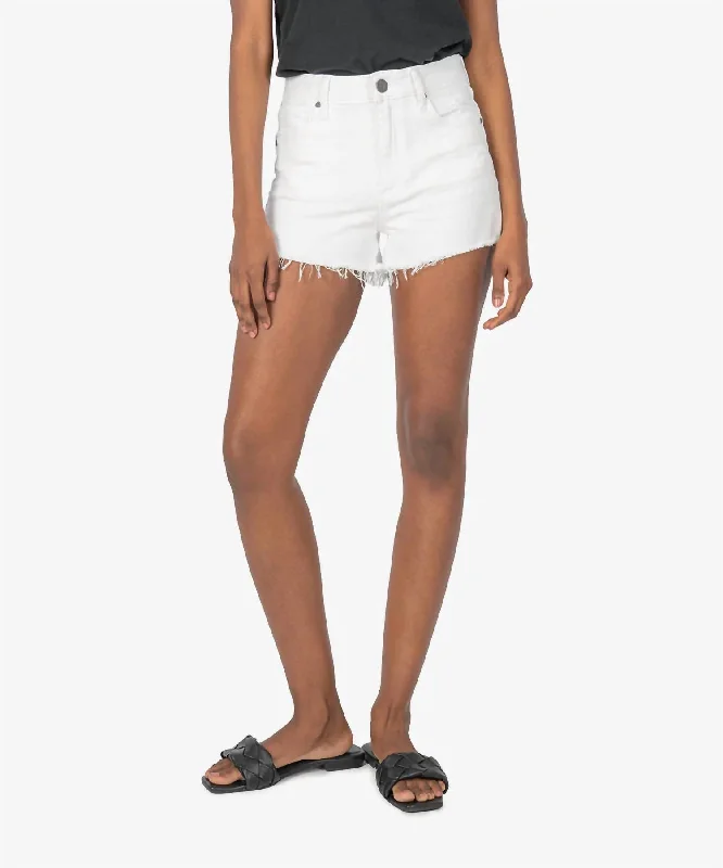Evening Looks Jane High Rise Cut-Off Shorts In Optic White