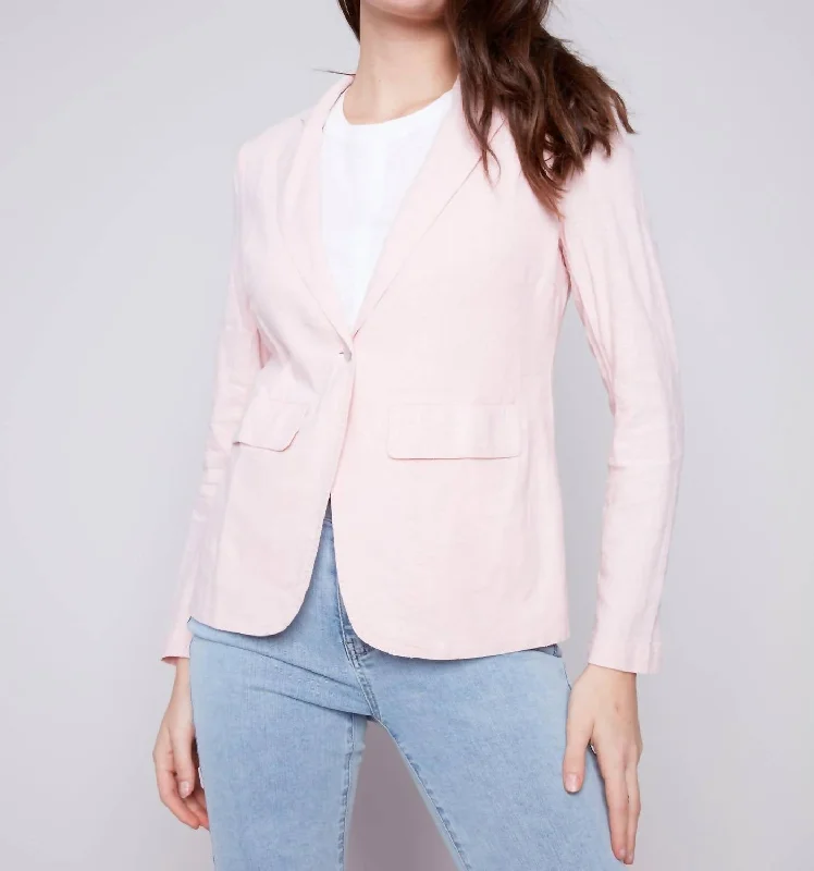 Imeless Style Solid Linen Blazer In Lotus