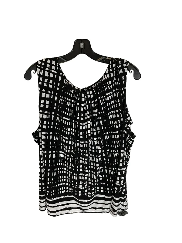 Women's Evening Clothes Black & White Top Sleeveless Calvin Klein, Size Petite