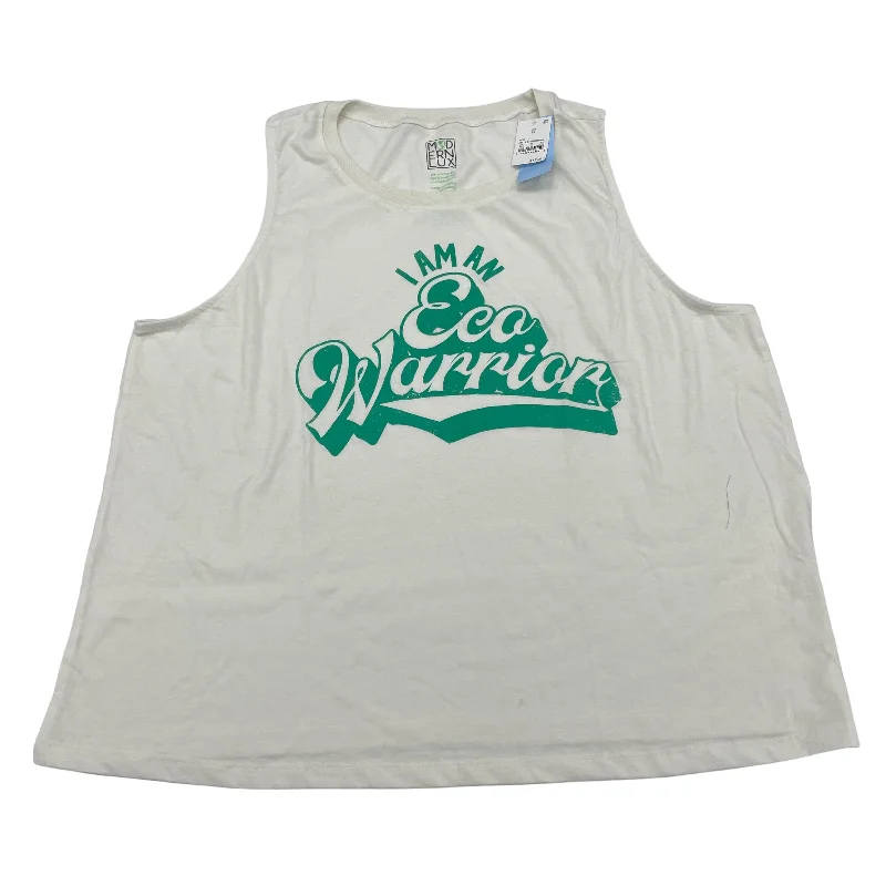 Luxe Layering Cream & Green Top Sleeveless Modern Lux, Size 3x