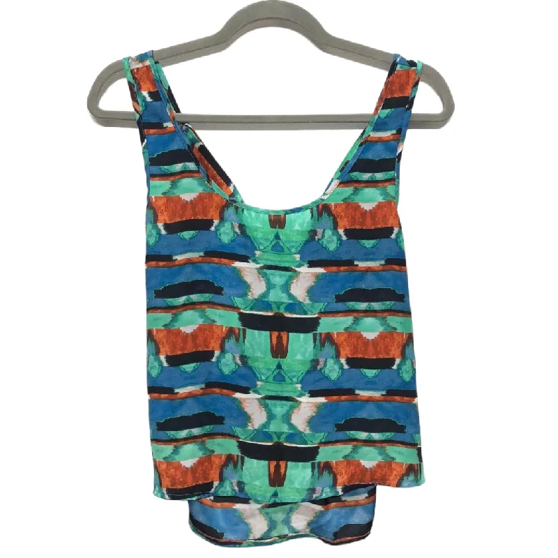 Modern Women's Outfit Blue & Green Top Sleeveless Jack, Size Xs