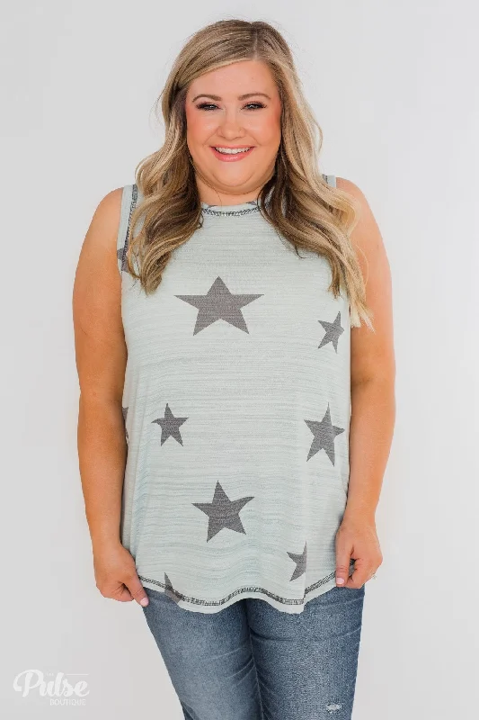 The Best Women's Fashion Sale Of The Season Shine Like A Star Tank Top- Sage