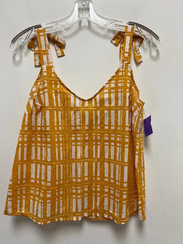 Minimalist Women's Fashion Clothing White & Yellow Top Sleeveless Universal Thread, Size S