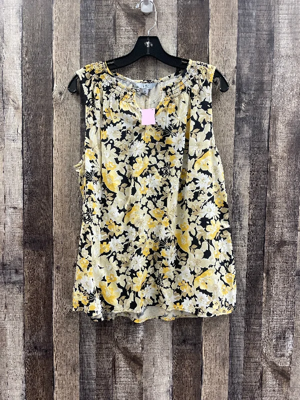 Women's Romantic Outfit Floral Print Top Sleeveless Croft And Barrow, Size M