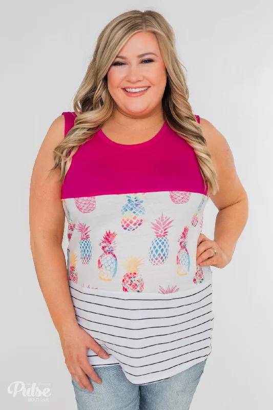 Women's Clothing for Every Season and Trend Catch Me By the Pool Colorblock Tank- Fuschia & White Women's Clothing for Every Season and Trend Catch Me By the Pool Colorblock Tank- Fuschia & White