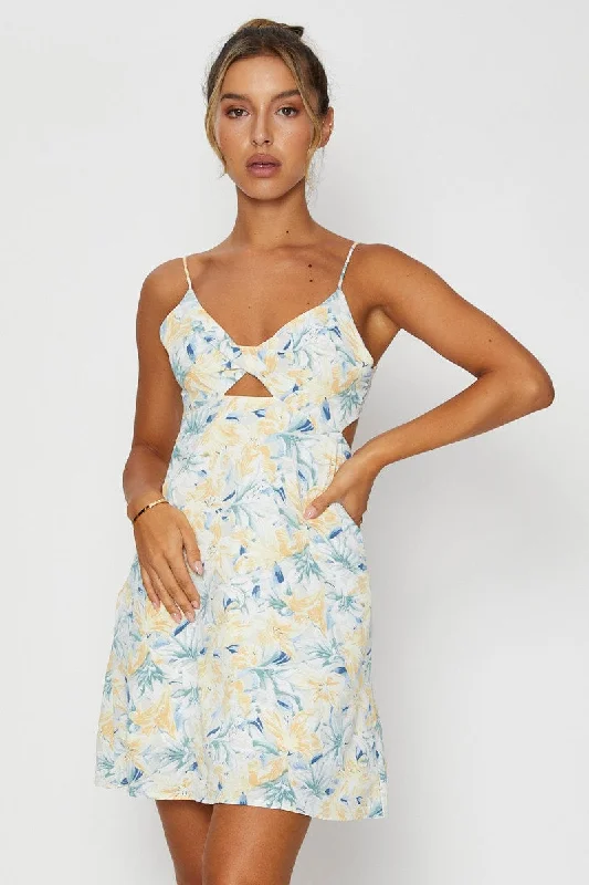 Classic Appeal Print A Line Dress Mini