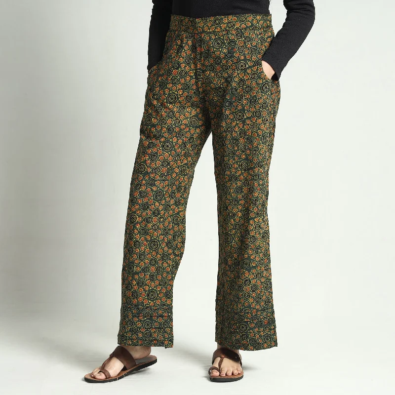 Artful Design Green - Ajrakh Block Printed Cotton Elasticated Palazzo